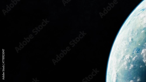 Blue planet in space. Universe and planet. 3D-Rendering. Animation	
