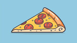 Pizza sausage vector line icon 2d flat cartoon vact