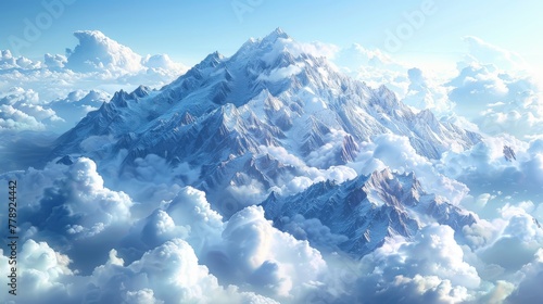   High-altitude view of a mountain peak in the sky © Olga