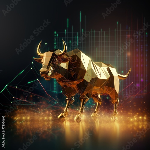 Gold stock market charts going up bull bullish concept, finance financial bank crypto investment growth background pattern with copy space for design 