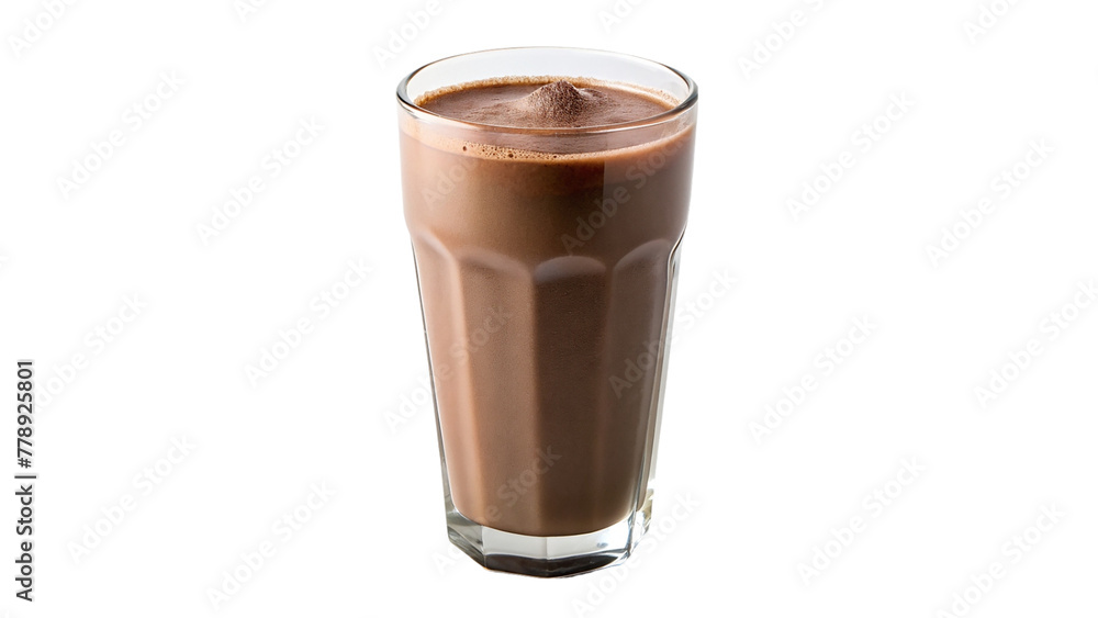 Glass of chocolate milkshake with whipped cream isolated on transparent background Glass of chocolate milkshake with whipped cream isolated on transparent background