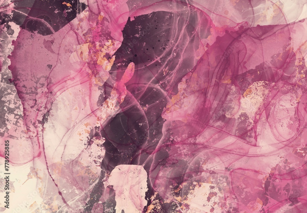 Grunge art abstract dark magenta background. Abstract marble art background. Magenta gradient swirls. Abstract dark magenta backdrop. Retro 90s style