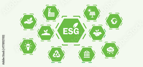 ESG icon concept for environment, society and governance in sustainable business and green business. on a white background