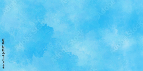 Modern Light sky blue shades watercolor background. Grunge smog texture. blue sky with clouds. blurred and grainy Blue powder explosion on white background. sky background with white fluffy clouds.