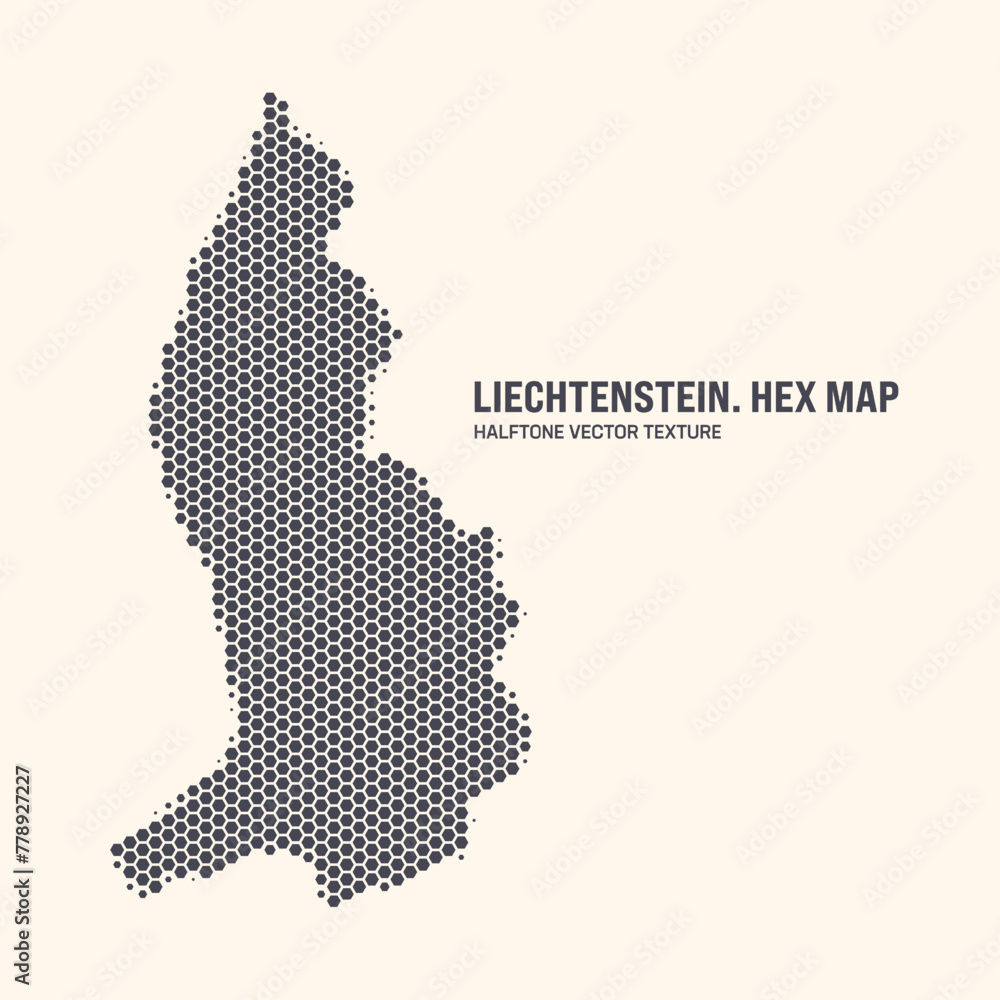 Liechtenstein Map Vector Hexagonal Halftone Pattern Isolate On Light Background. Modern Technological Contour Map of Liechtenstein for Design or Business Projects