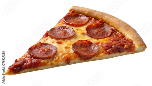 Slice of pepperoni pizza on transparent background. Isolated. © shabbir