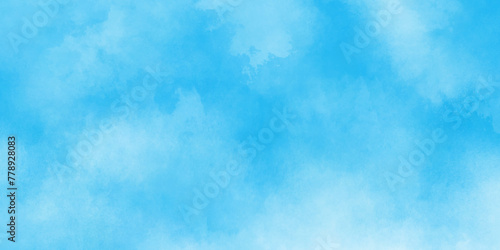 Modern Light sky blue shades watercolor background. Grunge smog texture. blue sky with clouds. blurred and grainy Blue powder explosion on white background. sky background with white fluffy clouds.
