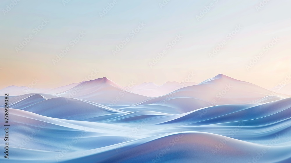 3D render clay style abstract pastel mountains with soft textures, blending into a misty horizon 3D render clay style abstract pastel mountains with soft textures, blending into a misty horizon