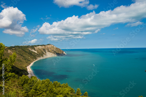 Ancona Conero regional park and Mezzavalle beach towards the rock called il trave where are collected the mussels called Moscioli