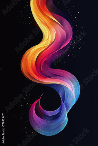 Vibrant Multicolored Abstract Wave on Dark Background