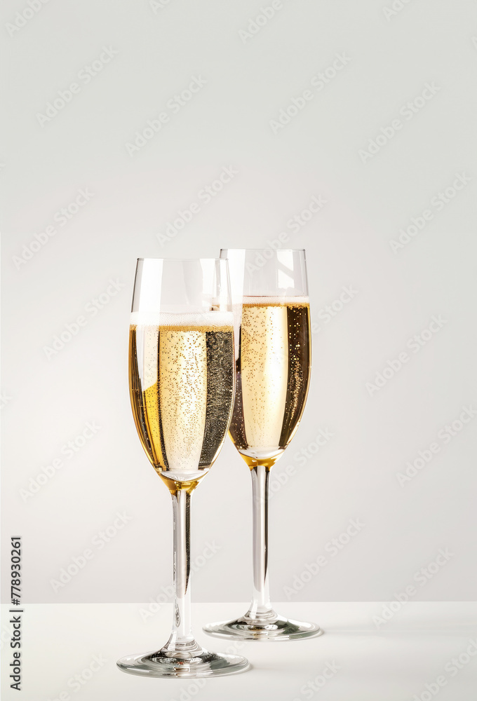 Glasses of sparkling wine ,Champagne white background Glasses of sparkling wine ,Champagne white background