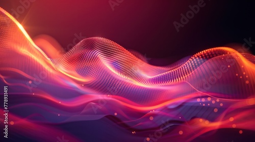 Abstract advertising campaign with wavy background and luminous points