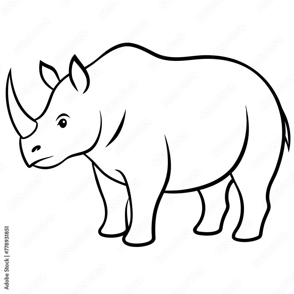 Naklejka premium rhino vector illustration silhouette 