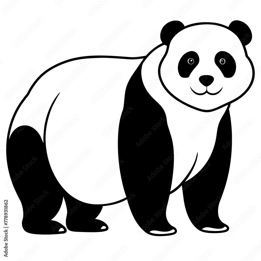 illustration of a panda with vector art silhouette illustration of a panda with vector art silhouette