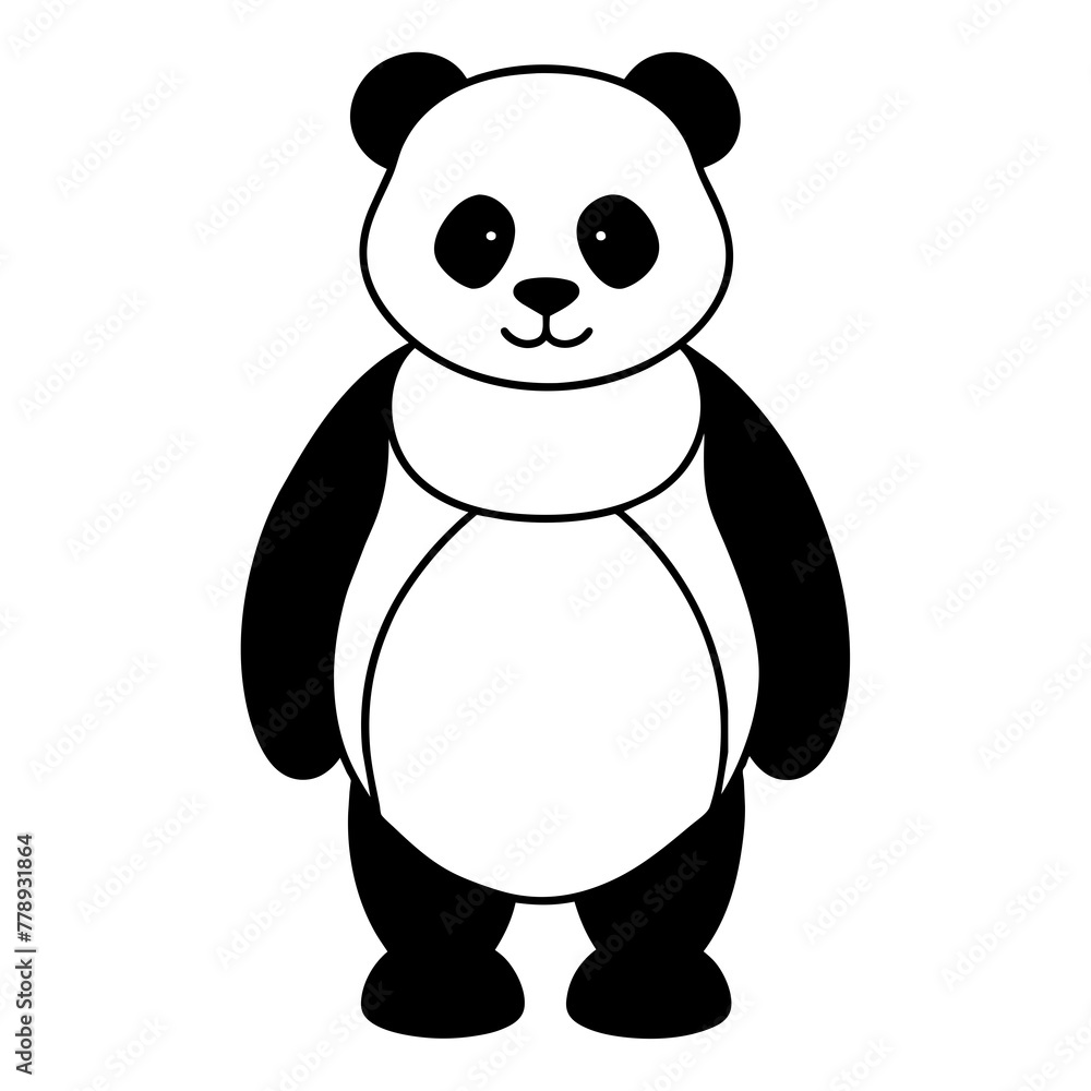 Fototapeta premium illustration of a panda with vector art silhouette