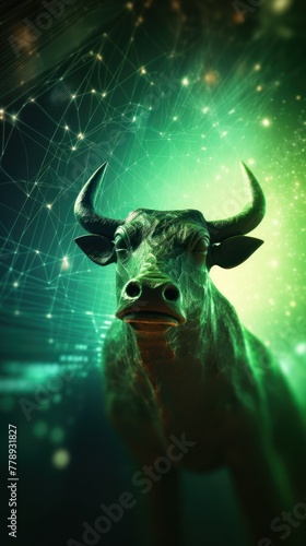 Green stock market charts going up bull bullish concept, finance financial bank crypto investment growth background pattern with copy space for design 