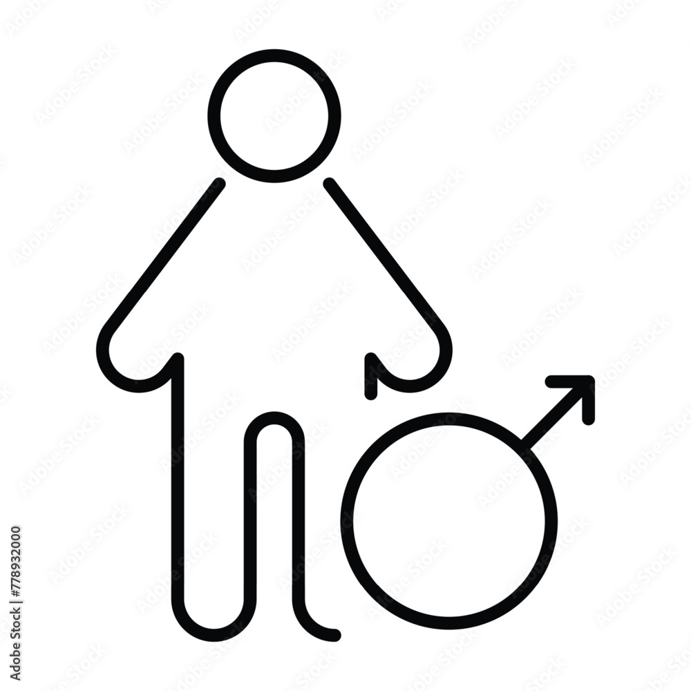 masculine outline thin icon vector design good for website and mobile app. man gender icon