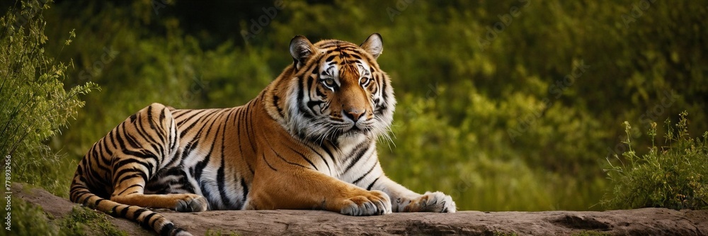 Close-up of a Sumatran tiger in a jungle.with Generative AI technology
Close-up of a Sumatran tiger in a jungle.with Generative AI technology