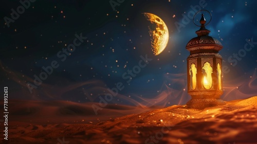 Ramadan Lantern on desert sand