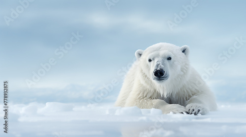 Image of Polar bear, Arctic polar, north pole, banner with copy space photo