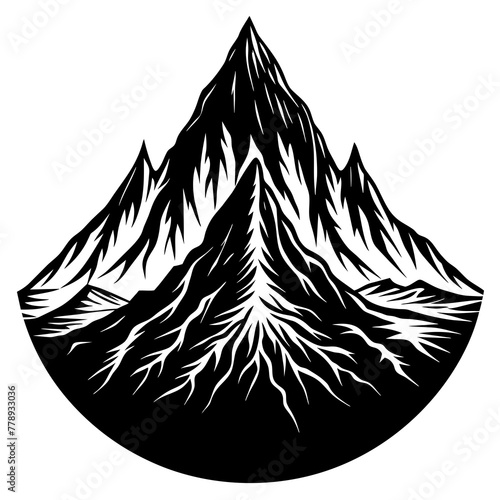 illustration on the mountain  black mountain silhouette vector illustration icon svg mountain characters Holiday t shirt Hand drawn trendy Vector illustration christmas tree on black background