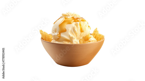 ice cream on white isolated on clear png background and transparent background. food drink and dessert concept for cafe and restaurent, AI generative.	 photo