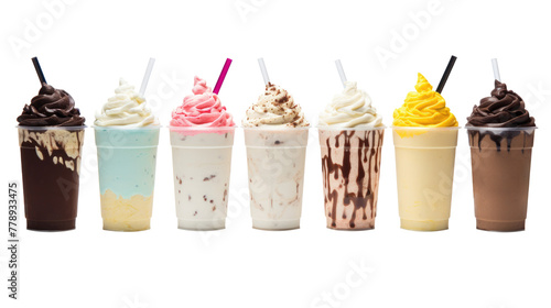 icecream milkshake on white isolated on clear png background and transparent background. food drink and dessert concept for cafe and restaurent, AI generative.