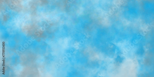 Modern Light sky blue shades watercolor background. Grunge smog texture. blue sky with clouds. blurred and grainy Blue powder explosion on white background. sky background with white fluffy clouds.