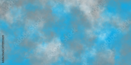Modern Light sky blue shades watercolor background. Grunge smog texture. blue sky with clouds. blurred and grainy Blue powder explosion on white background. sky background with white fluffy clouds.