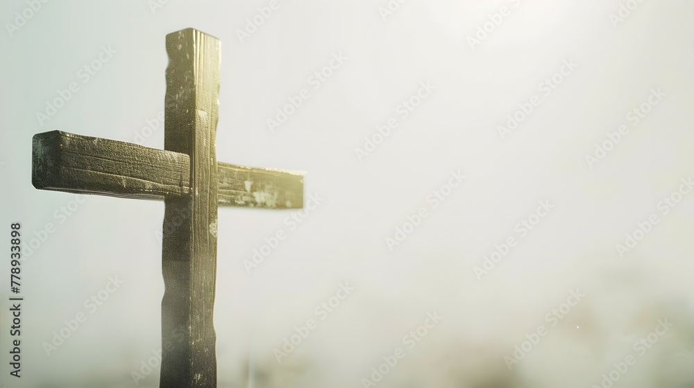 Magnificent wooden cross towering with majestic presence