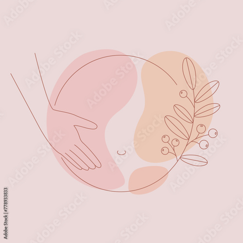 Pregnant women icon, sign, symbol. Motherhood, Maternity, Pregnancy, Childbirth. Doula assist helping. Linear silhouette of a pregnant woman