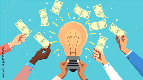 Light bulb with dollar banknotes given to invest in new idea