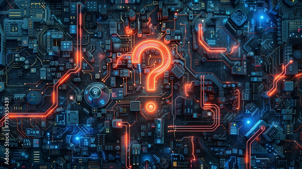 Obraz premium Abstract question mark. Technology, science concept.