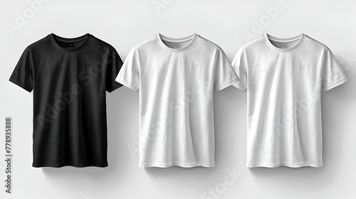 shirt mockup Set of black white and colored t-shirt.  generative ai  © Malaika