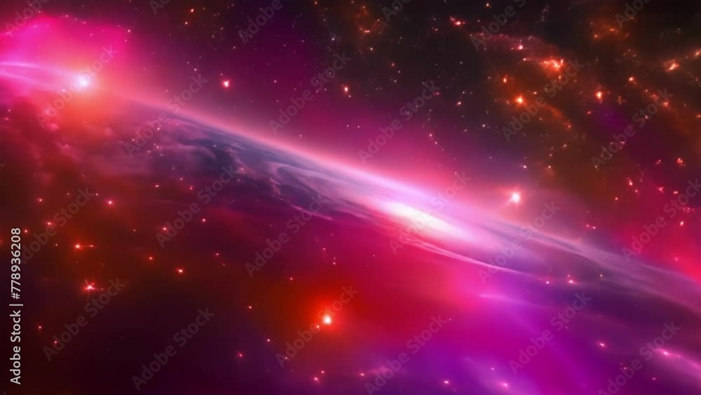 Spiral Galaxy with a vibrant nebula. Cosmic horizon with stars and dust clouds. Concept of space exploration, galaxy beauty, universe mysteries, and deep space. Motion Spiral Galaxy with a vibrant nebula. Cosmic horizon with stars and dust clouds. Concept of space exploration, galaxy beauty, universe mysteries, and deep space. Motion