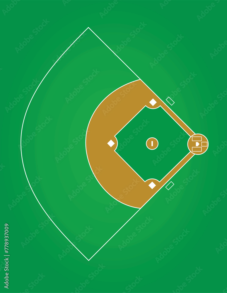 Naklejka premium Baseball field. top view. vector illustration