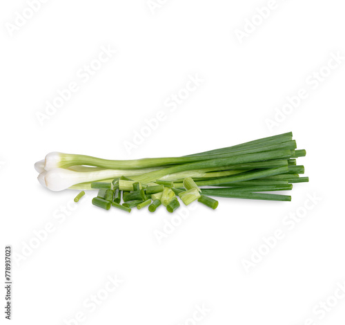 Green spring onion isolated on white background