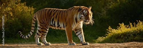 Close-up of a Sumatran tiger in a jungle.with Generative AI technology