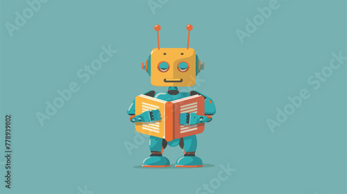Robot reading a book icon illustration vector graph