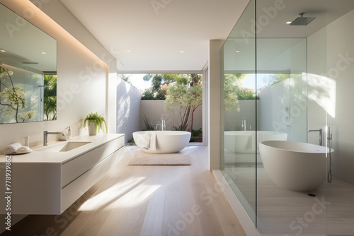 Chic bathroom with panoramic window