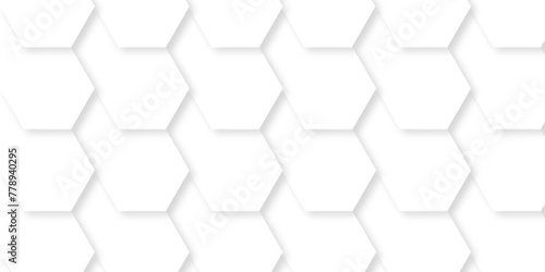 Abstract hexagon white background with shadow .white background Futuristic blue neon honeycombs. Modern technology design. Vector illustration. 