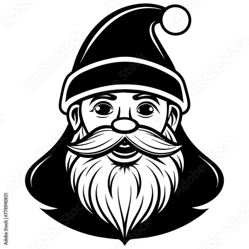 illustration of a santa, black santa face silhouette vector illustration,icon,svg,cap characters,Holiday t shirt,Hand drawn trendy Vector illustration,christmas cap on black background