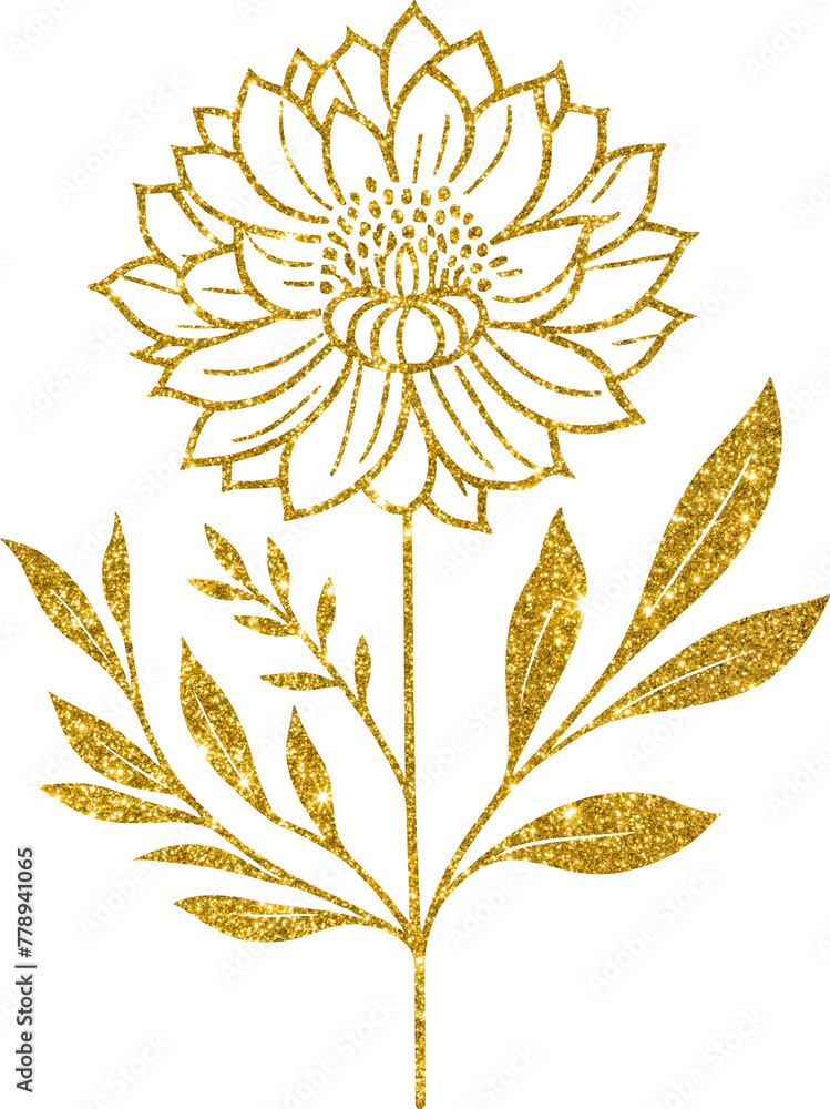 Gold flower glitter, golden floral clipart Gold flower glitter, golden floral clipart