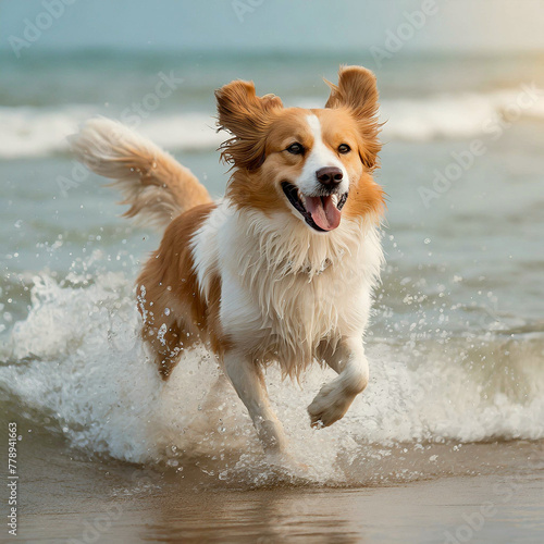 해변을 뛰어다니는 강아지 © 찡찡 브베