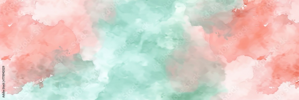 Abstract painting featuring swirling shades of pink and green