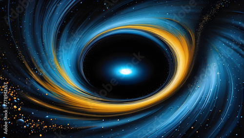 Celestial Elegance: Sky Blue Black Hole Silhouette on Dark Background(Generative AI)