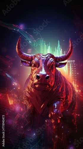 Lavender stock market charts going up bull bullish concept, finance financial bank crypto investment growth background pattern with copy space for design 