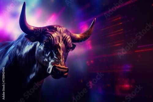 Lavender stock market charts going up bull bullish concept, finance financial bank crypto investment growth background pattern with copy space for design  photo
