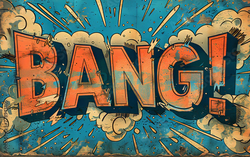 Vintage "BANG!" Comic Explosion with Grunge Texture