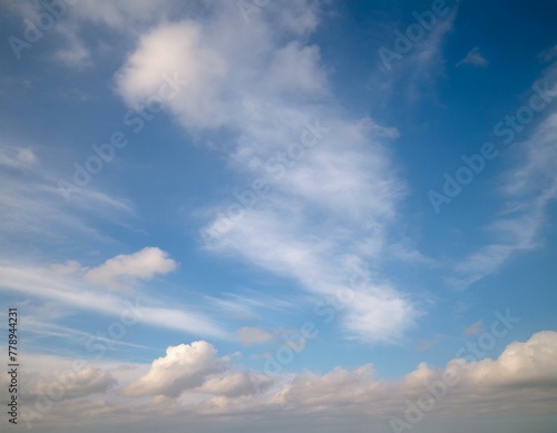 Blauer Himmel mit ein paar weißen Wolken als Hintergrund textur